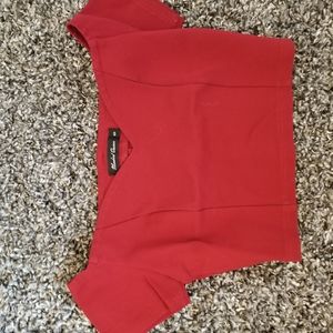 Red off shoulder crop top